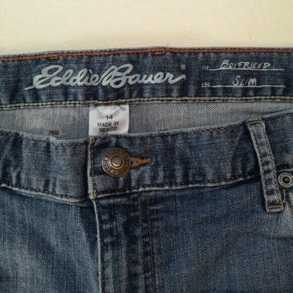 Eddie Bauer Ladies Boyfriend Fit Slim Leg Blue Jeans - Picture 3 of 6